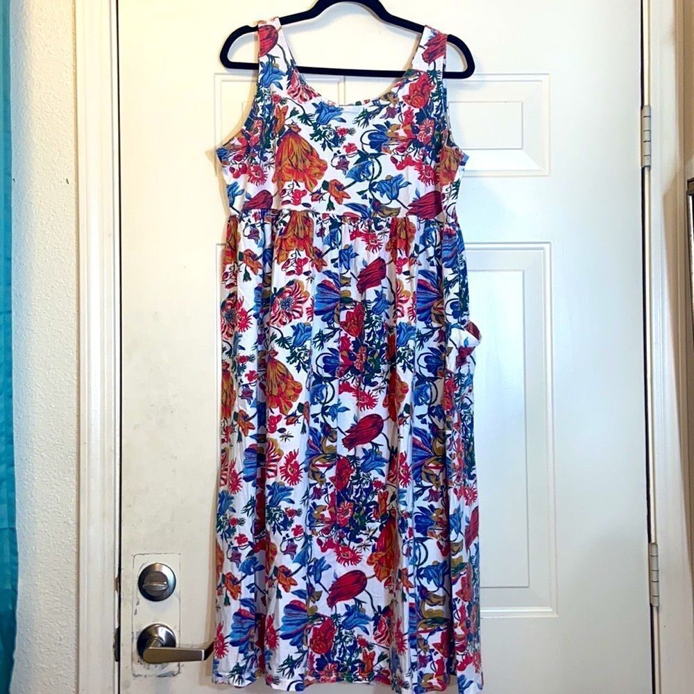 Vintage Floral House Stretch Dress Size Appreciate 2X& 3X No Size Label 🏷